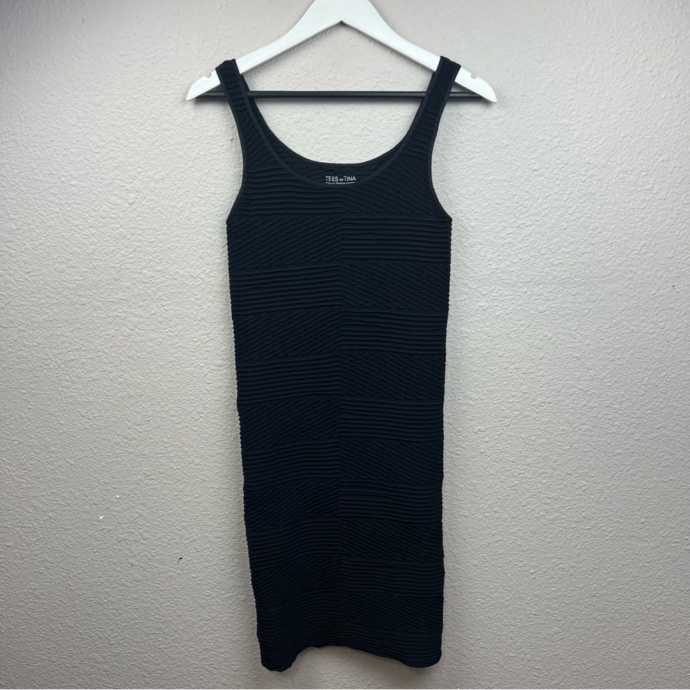 Tees by Tina Textured Tank Dress in Black One Size Fits Most